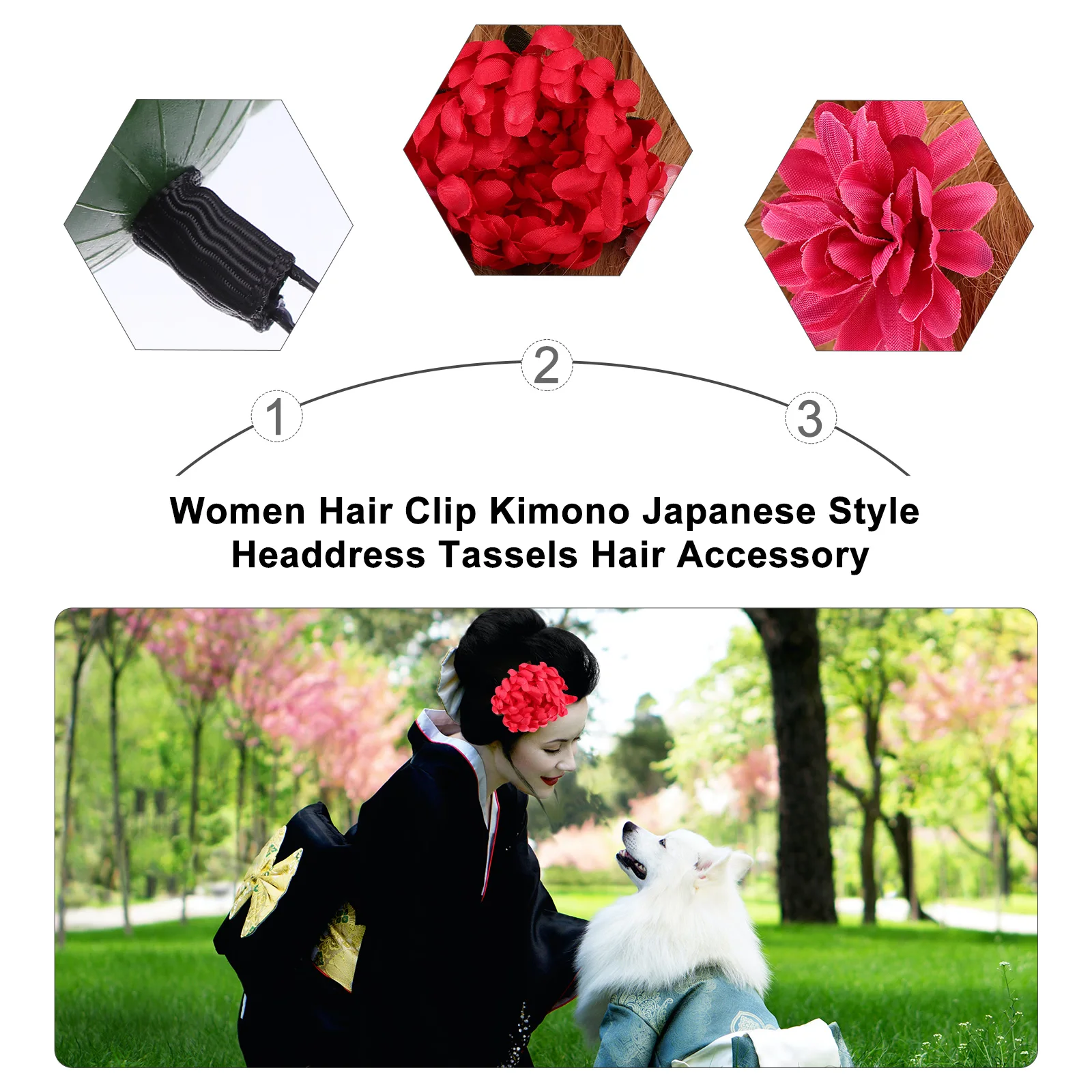 

9Pcs Japanese Style Flower Hair Clips Handcrafted for Weddings Parties Cosplay Kimono Accessories