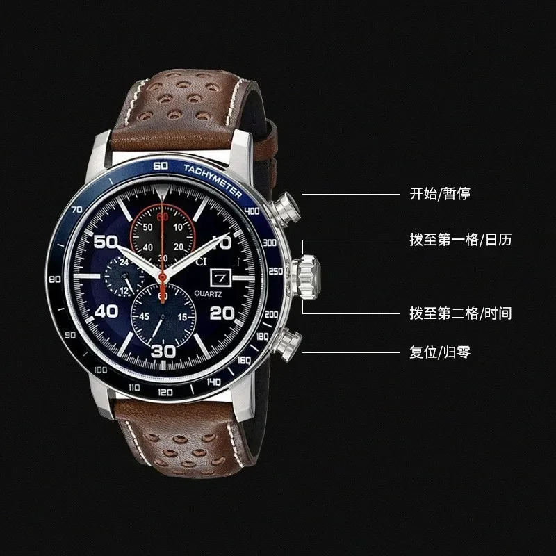 2025 موضة جديدة ساعة رجالية فاخرة ماركة الأعمال الرياضة التقويم كرونوغراف Religio Masculino كوارتز Brei ساعة كلاسيكية