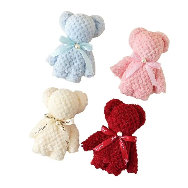 

Bear Velvet Towel Cartoon Hand Towel Soft Absorbent Plush Bathroom Decor for Kids and Baby Washroom Kitchen UseHot