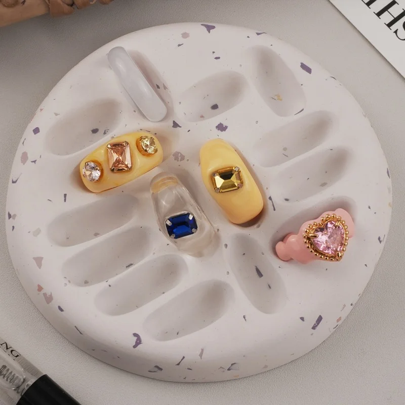 Round Irregular Rose Ring Storage Tray Silicone Molds DIY Gypsum Crystal Handmade Jewelry Decoration Desktop Ornament Resin Mold
