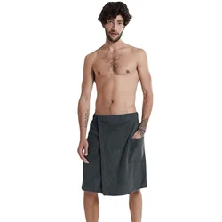 Wearable Shower Robe with Pocket Ideal for Sauna and Shower Room 2023 Magic Tape Bath Towel for Men