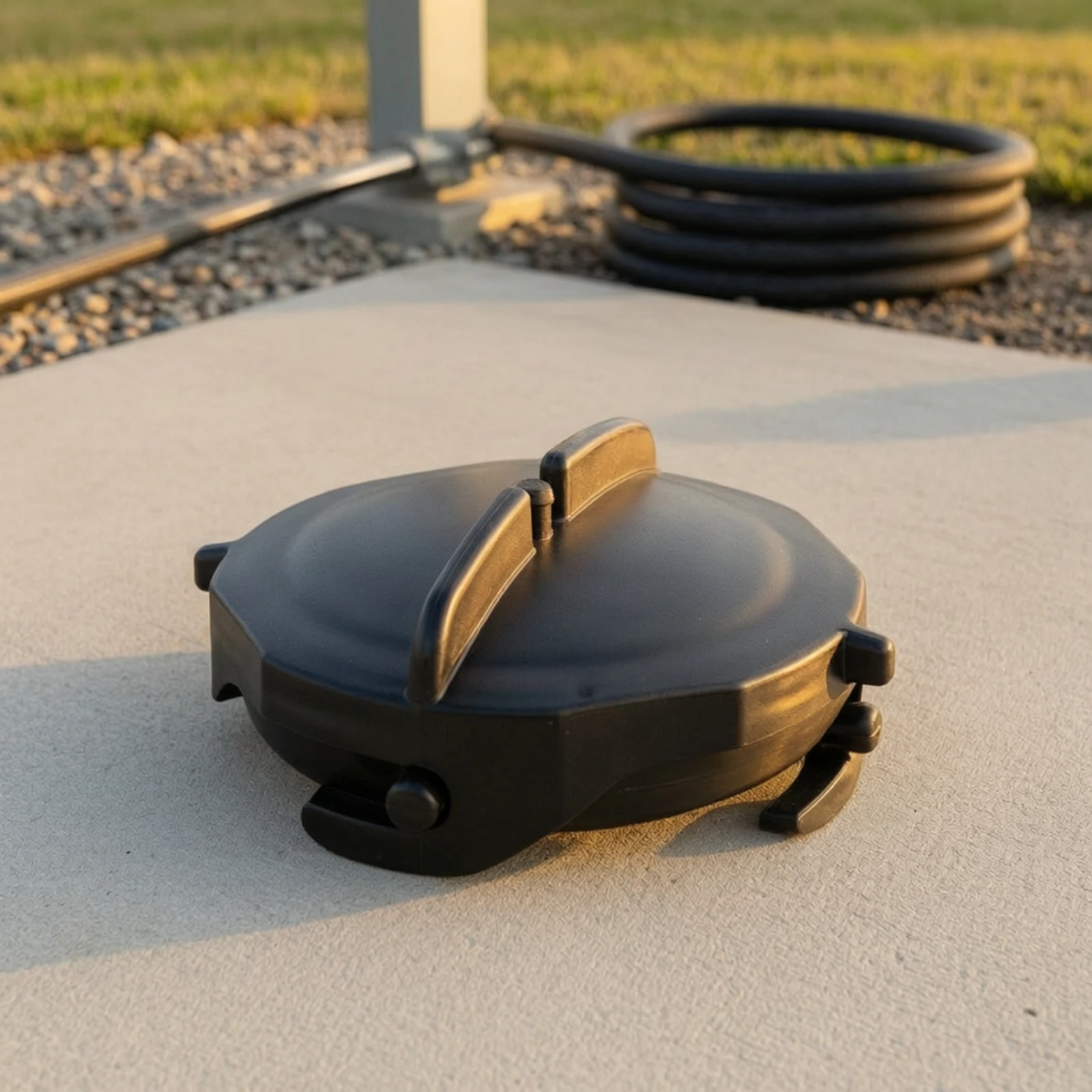 Outdoor Camping Trailer - RV ホースキャップ クランプ付き 2ハンドルハンドル RV 下水道ホースキャップ