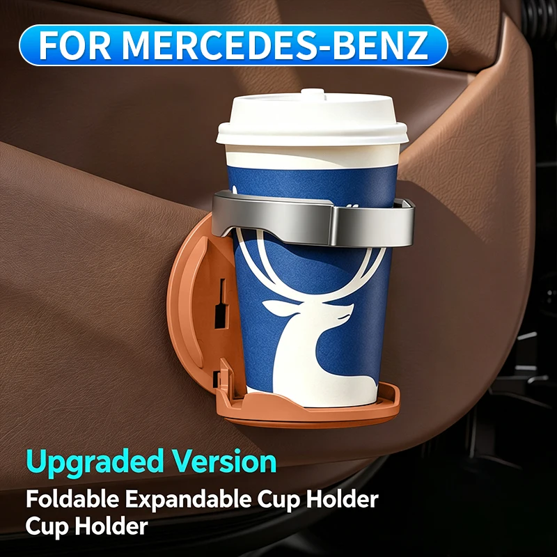 Fits Mercedes-Benz C-Class W204/W205 Doors, Foldable Cup Holder, Hanging Bottle Holder, Easy-to-Install Car Interior Accessory