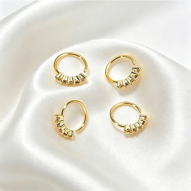 1Pc Simple Light Luxury Single Row Cubic Zirconia Nose Ring, Fashion Piercing Nostril Accessory for Women image 2