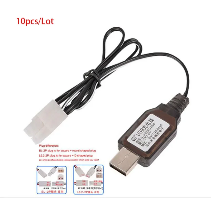 10pcs 6V 250mA Tamiya EL-2P or L6.2-2P Plug USB Charger with LED Light For Plane Car Toy remote NiMH NiCD RC Battery Charger