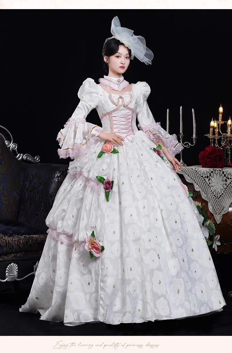겨울 흰색 유럽 코트 드레스 여성 레트로 하이 엔드 생일 파티 사진 드라마 Catwalk 의상 Vestidos Para Mujer Elegantes