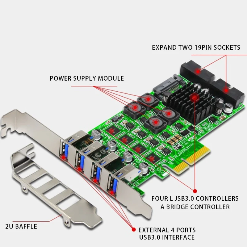 PCI-E to USB PCI for EXPRESS Expansion Card,Supports XP Win7 Win8 Win8.1