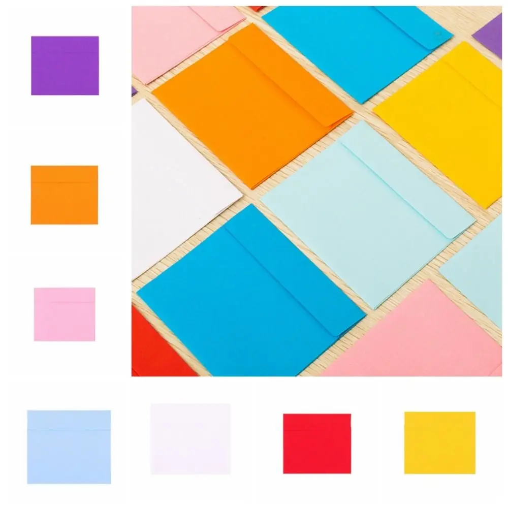 10Pcs/Pack Offset Paper Paper Envelopes Candy Color Thickening Colorful Envelopes Blank 105x93mm Mini Envelopes Greeting Cards