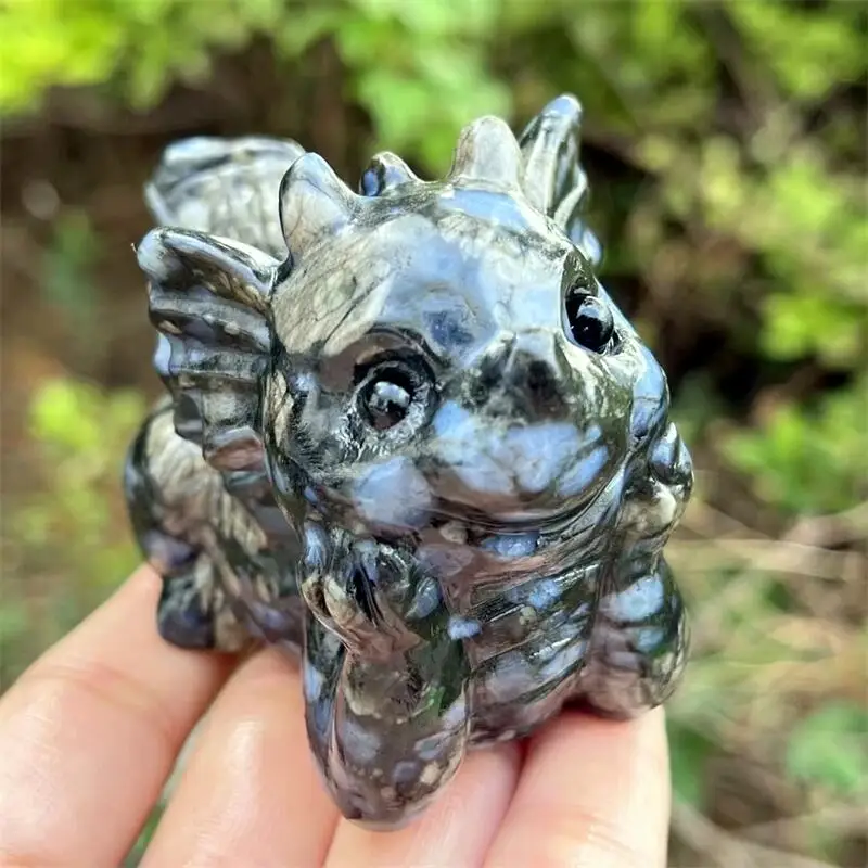 

7.5CM Natural Llanite Cartoon Dragon Carving Spiritual Healing Reiki Home Decor Craft Gift 1PCS