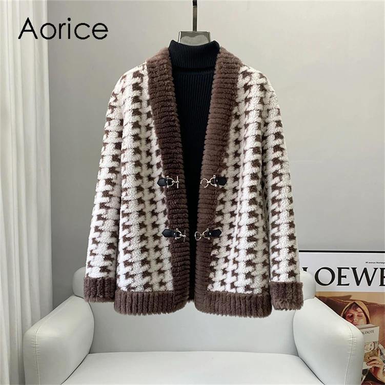 Aorice donna vera lana giacca di pelliccia cappotto ragazza inverno caldo punto aperto Parka cappotti giacche CT210