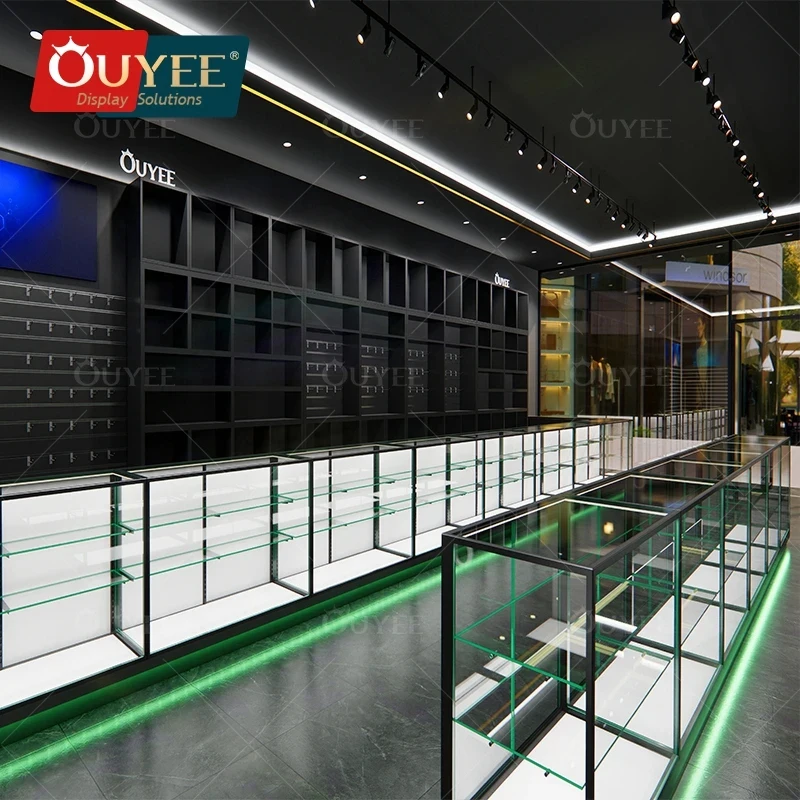 

custom.Wooden Design Hookah Furniture Dispensary Counter Smoke Shop Glass Showcase Retail Display