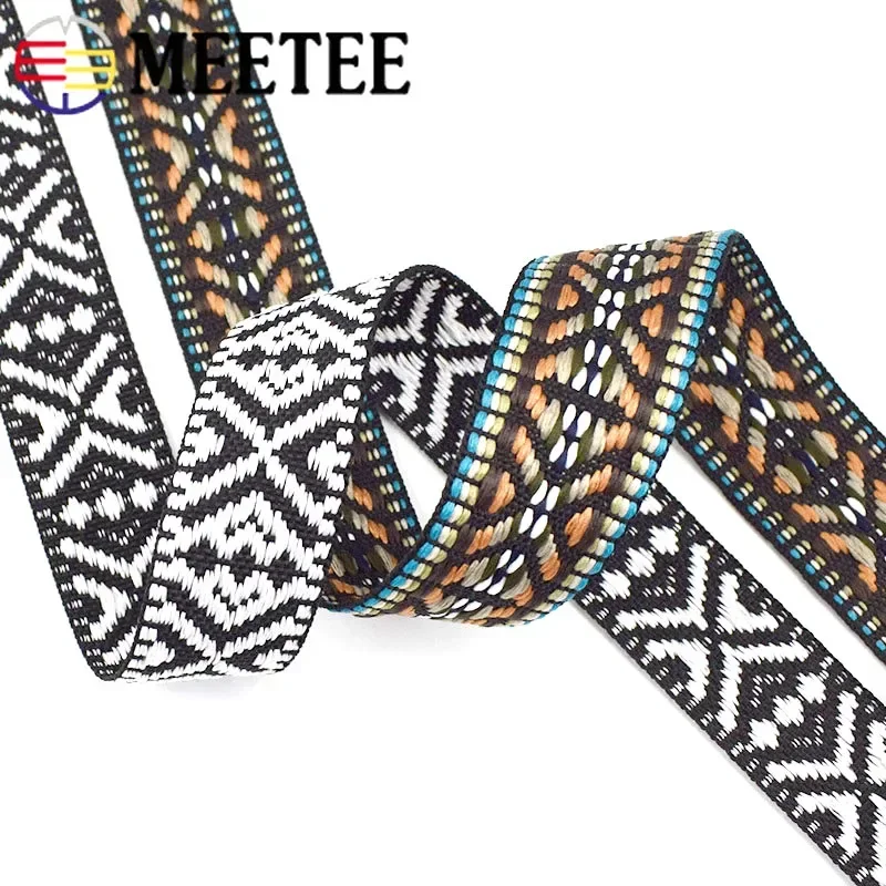 5/10Yards 28-35mm Polyester Ethnic Jacquard Webbing Ribbon for Clothes Bag Strap Decor Tape DIY Hometextile Sewing Accessories