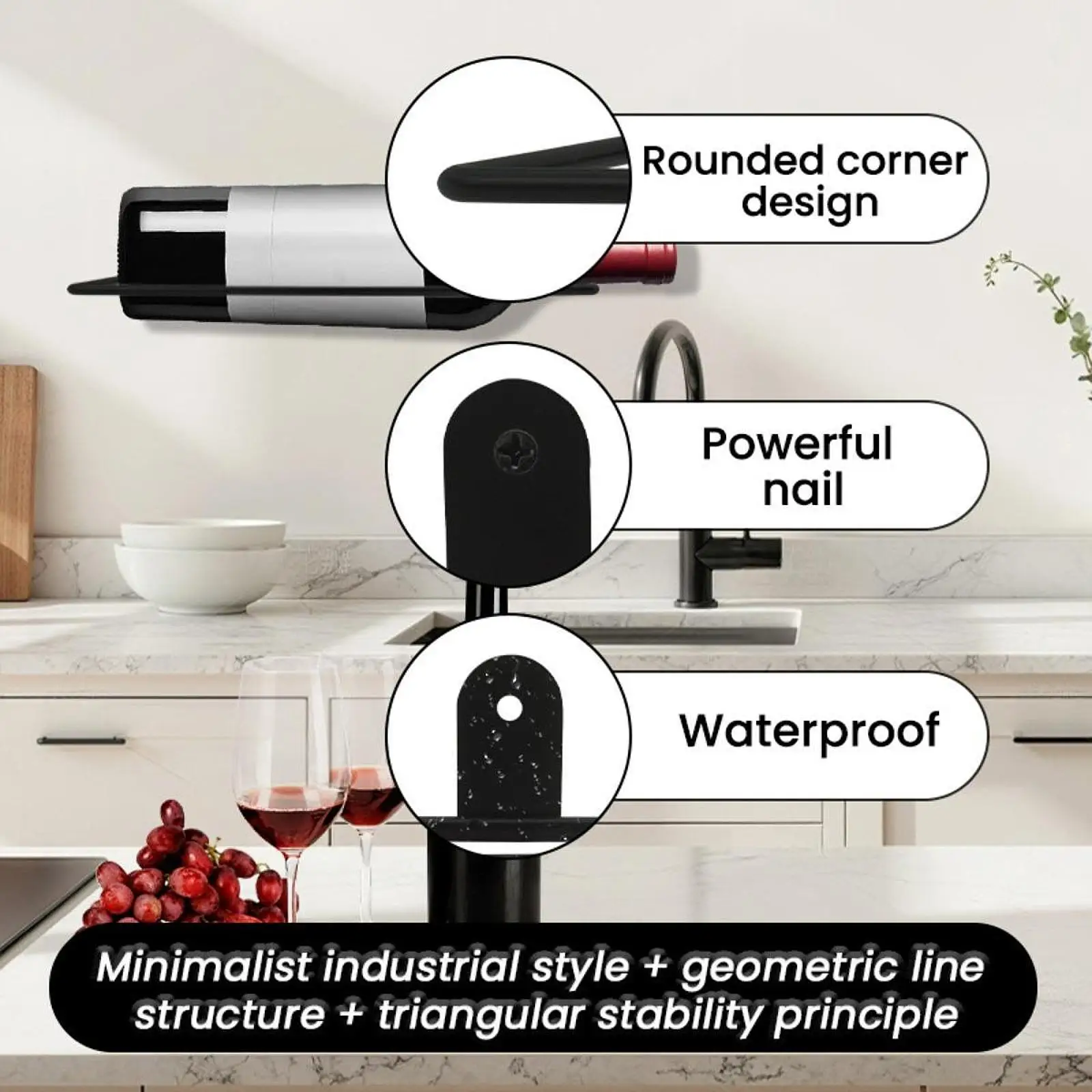 2x Wall Mount Wine Rack for Wall Wine Display Shelf Wine Bottle Rack for Dining Room