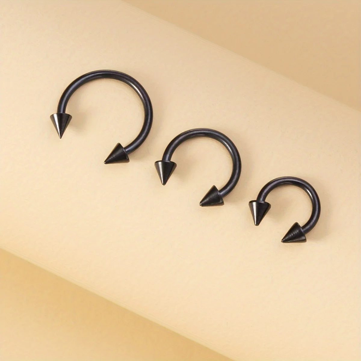 1PCS 6/8/10mm Men Spike Nose Septum Piercing Ring Horseshoe Piercing Lip Ear Ring 16G Jewelry For Women Stainless Steel