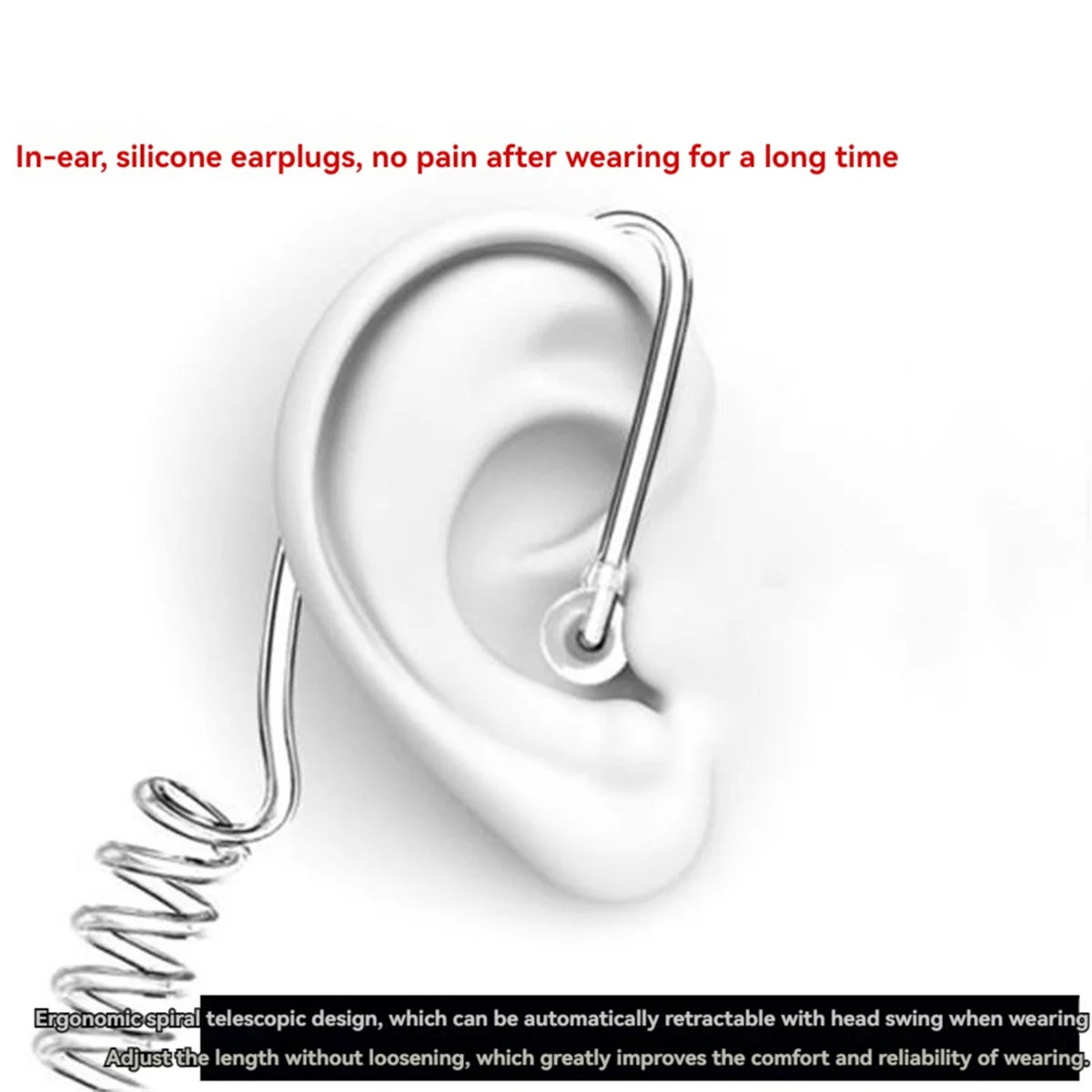 A57G-단일 헤드폰 3.5mm 안티 방사선 휴대 전화 이어폰, 전화용 공기 파이프 마이크 포함 블랙