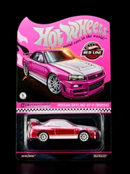 Hot Wheels Cars RLC Pink Party NISSAN SKYLINE GT-R BNR34 1/64 Metal Die-cast Model Collection Toy Vehicles