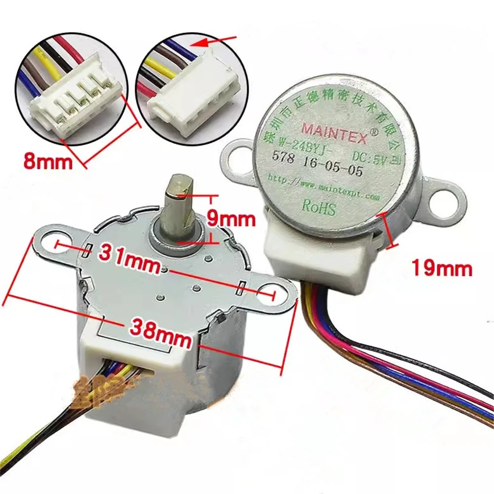 Синхронный шаговый двигатель 24BYJ4 8 стандартный шарнирный 4-фазный 5-проводной Шаговый двигатель постоянного тока 5 В для замедления