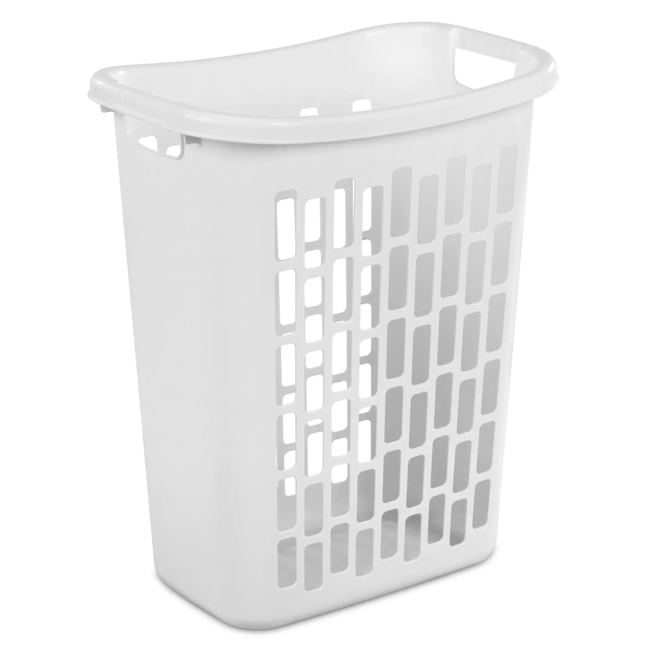 Rectangular Open Hamper Plastic Adult White Set of 4 Dynamic Hole Pattern Provides Ample Ventilation