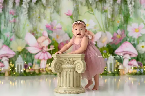 Imagen 2 del producto Fondos de jardín misterioso con forma de seta para niña de hadas, accesorios para pastel de primer cumpleaños para niños y bebés, accesorios florales de primavera para niños