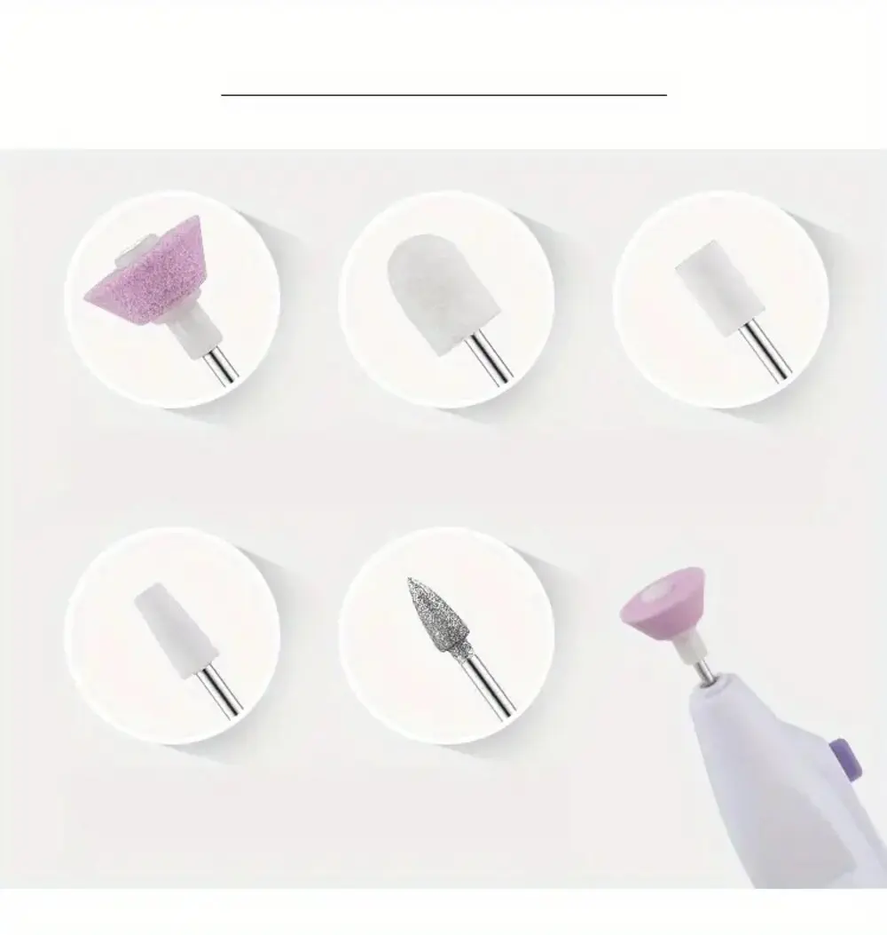 مجموعة ملف الأظافر الكهربائية المحمولة للأظافر الاكريليك ، 5in 1 ، نصائح وهمية ، بشرة الانتهازي ، القراص ، القاطع ، انتهازي بشرة ، أداة مانيكير #5