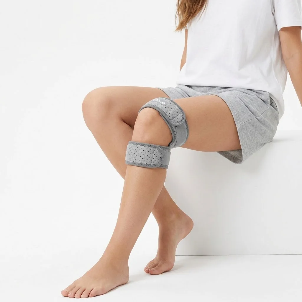 1 PC Knee Patellar Tendon Knee Support Strape Brace Adjustable Shock Absorption Compression Knee Pad Sleeve for Basketball