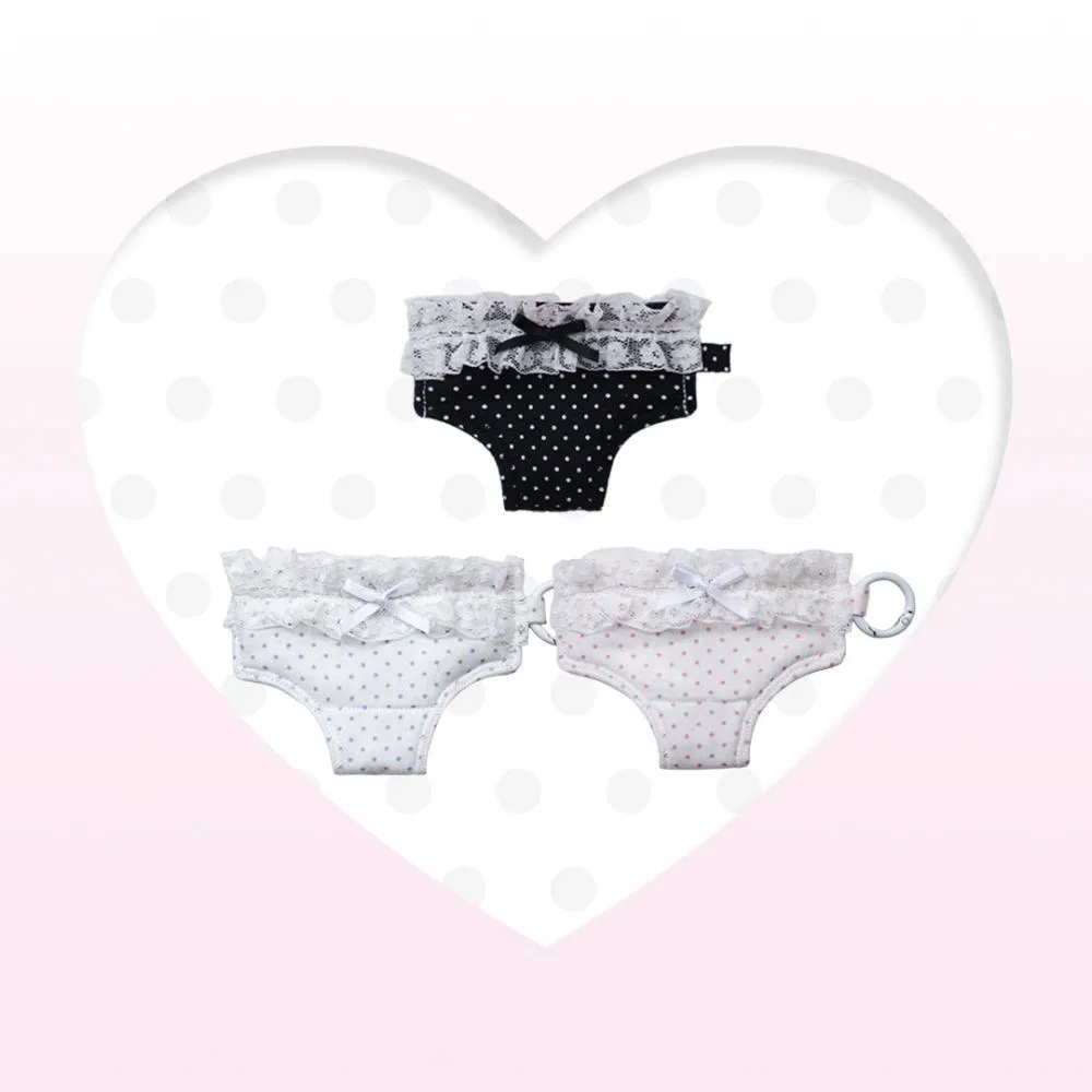 Novelty Polka Dot Card Holder Pendant Lace Trim Mini Size Mini Storage Pouch Snap Button Bow Detail Polka Dot Pouch For Girls