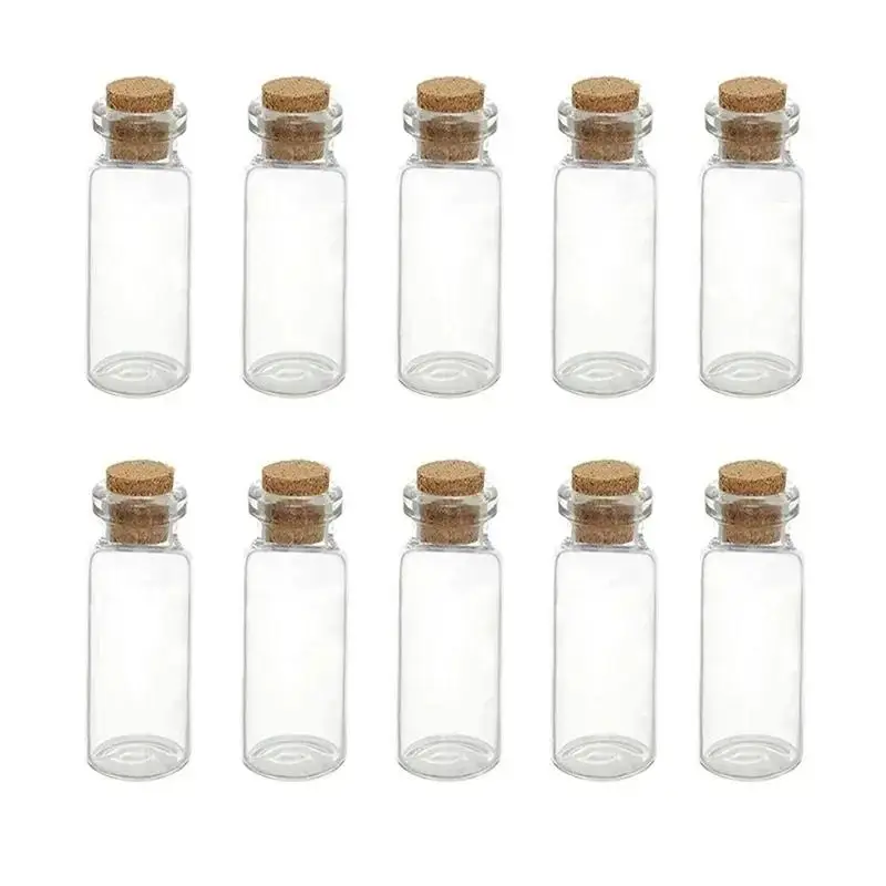 5/10Pc Creative Design Mini Clear Crystal Jars Lovely Cork Stoppers Glass Bottle Suitable Candles Essential Oils Decor DIY Craft