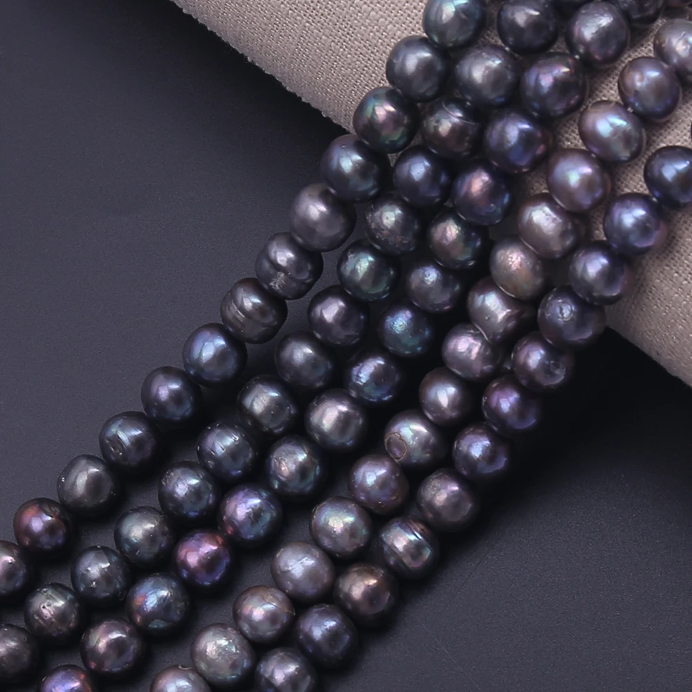 Esiyni 100%Natural Freshwater Pearl Black Everything Fashion Oval Loose Beads DIY Necklace Bracelet Jewelry Jewelry Making Beads