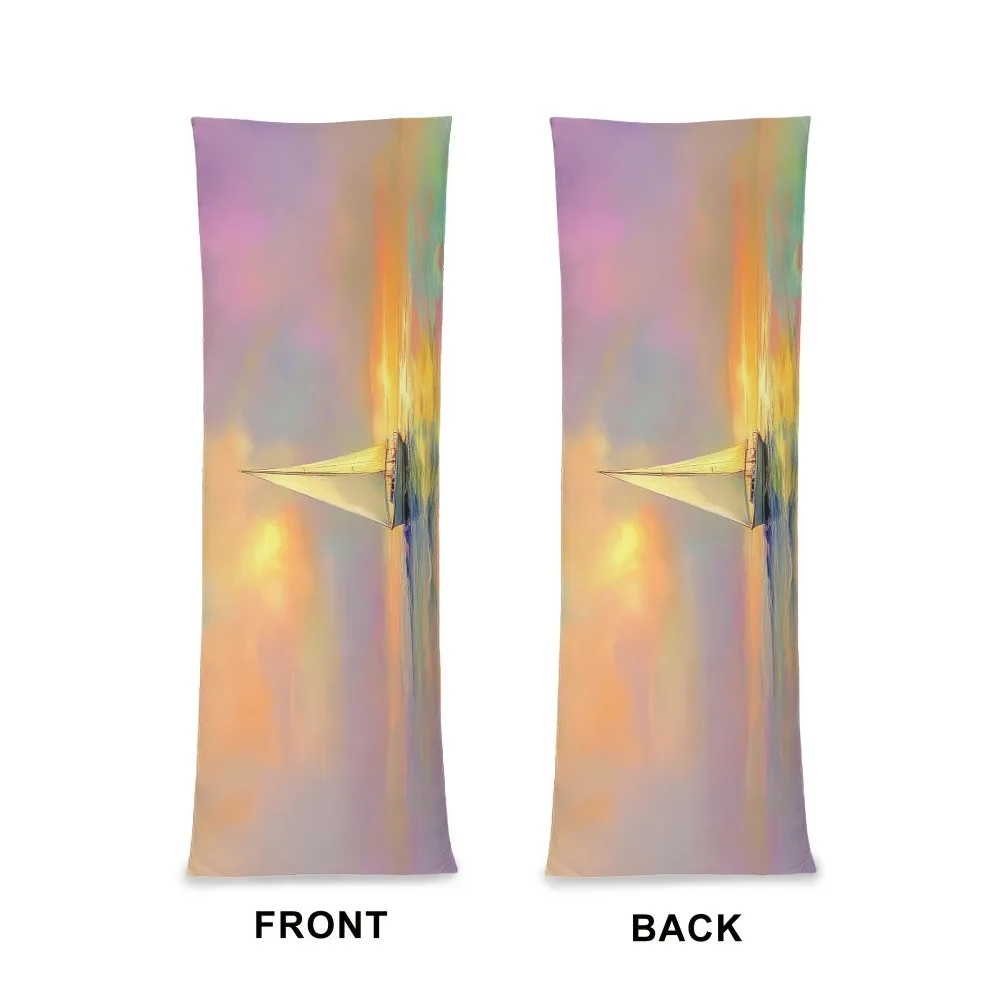 1 Vivid Sunset Sailboat Long Pillowcase | Tropical Ocean Landscape Design, 100% Polyester, Zipper Closure, Machine Washable - Su