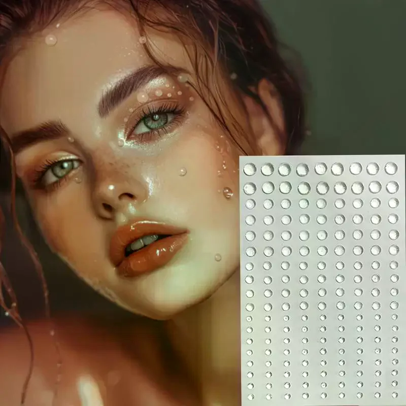 3/4/5/6 مللي متر ثلاثية الأبعاد حجر الراين عيون الوجه ماكياج الوشم المؤقت الذاتي لاصق واضح قطرة الماء ملصقات مهرجان المرحلة الجسم ديكور فني #4