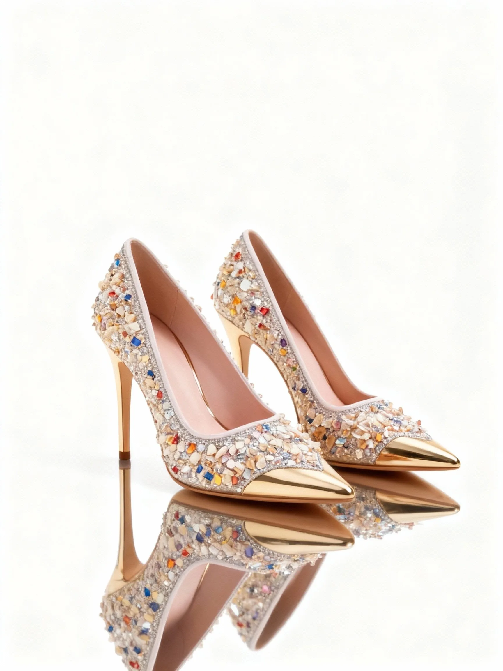 

[French socialite] Fall 2025 New Mary Jane Shoes High Heels Pink Rhinestone Thin Heel Pumps Women's Dating Wedding Party Shoes