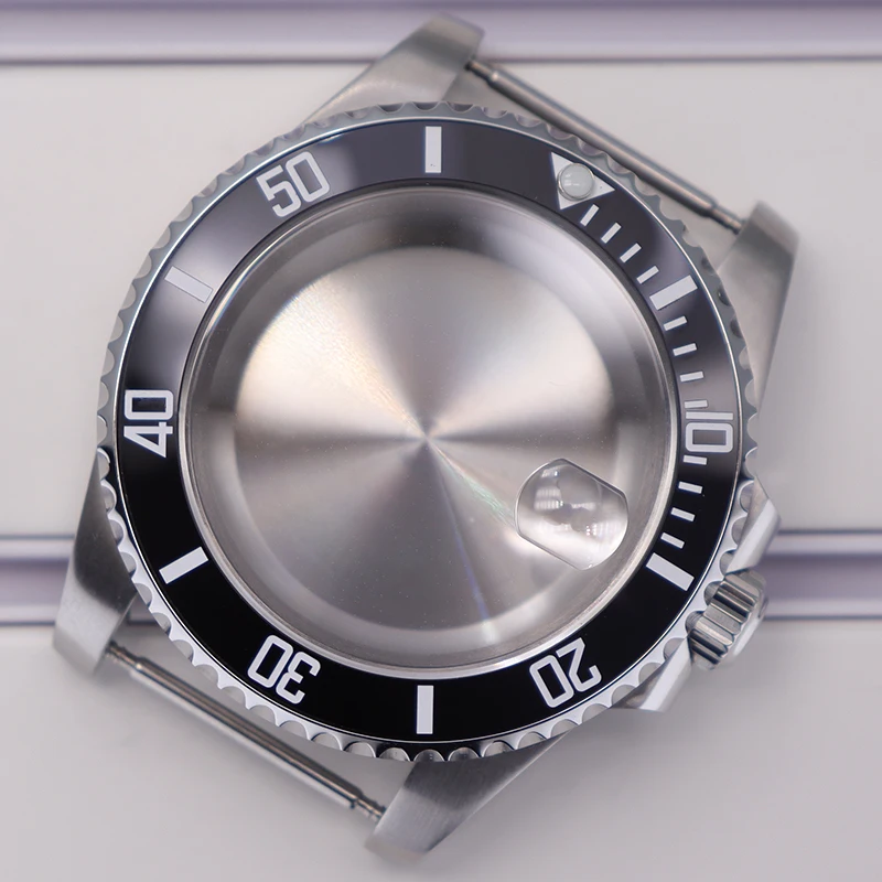 Silberne 40-mm-Gehäuse für Seiko NH35 NH34 NH36 NH38 Miyota 8215 ETA 2824 Herrenuhrengehäuse Saphirglas 28,5-mm-Zifferblatt Keramiklünette – Detail 1