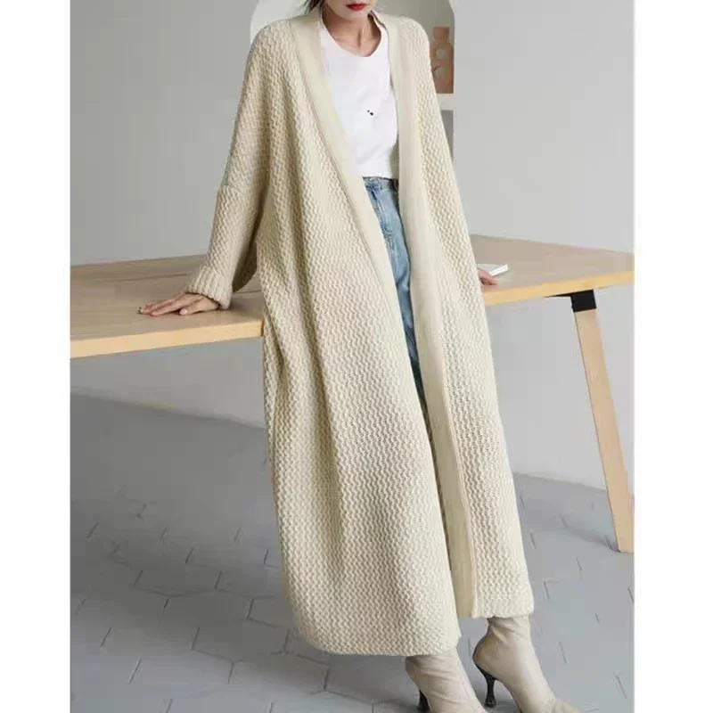 

Autumn/winter Knitted Cardigan Long Sweater Women Coats New Loose Casual V Neck Jackets Elegant Fashion Office Long Sleeve Shirt