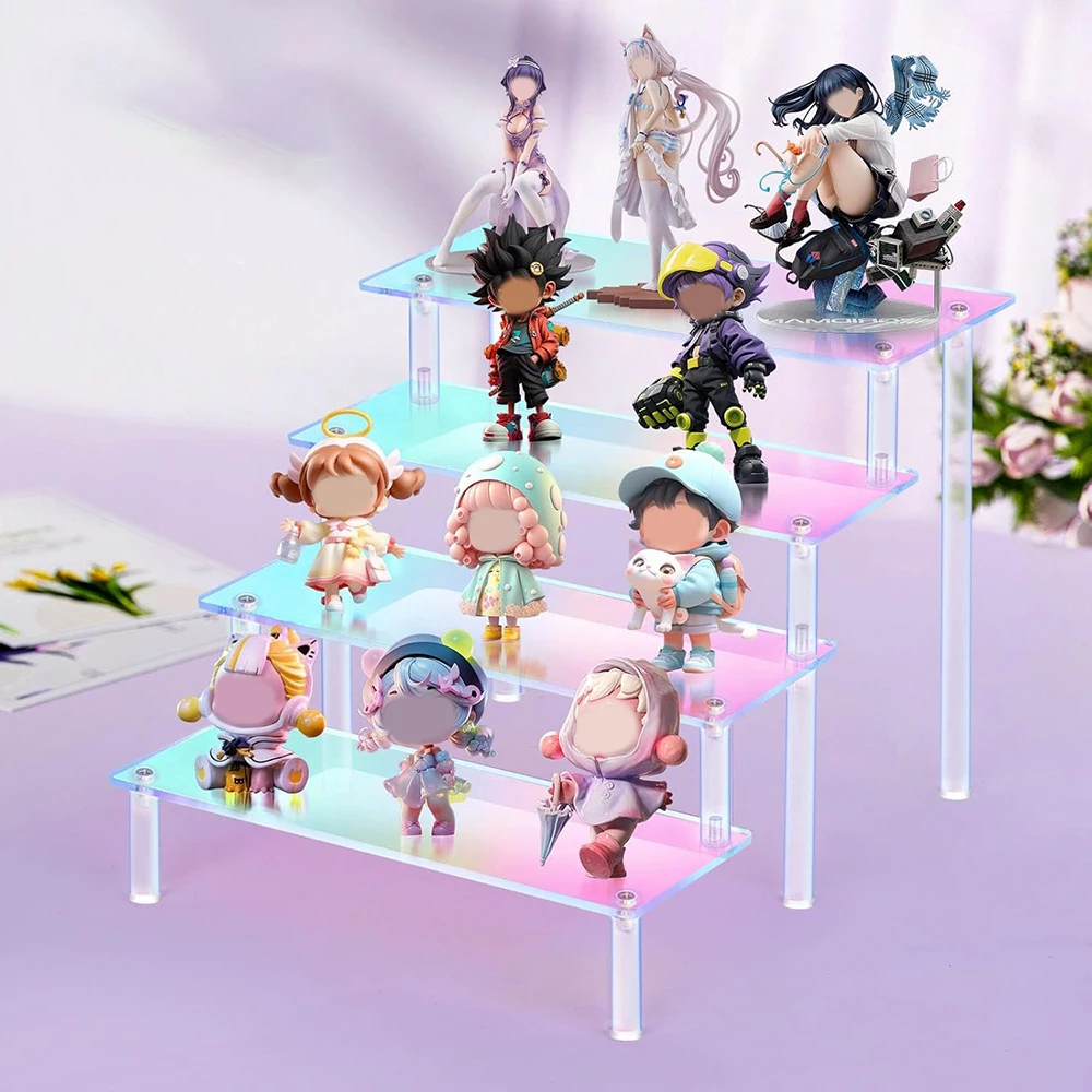 Rainbow Acrylic Display Riser Storage Shelf Cupcake Display Stand Organizers Dessert Jewelry Collectibles Perfume Decor Shelves