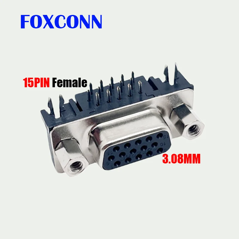 

VGA DB15 socket 15Pin female socket 3.08MM PCB Welding Plate Male Female Connector 3.08mm Solid Pin 90°DR15 15pin PCB Connector
