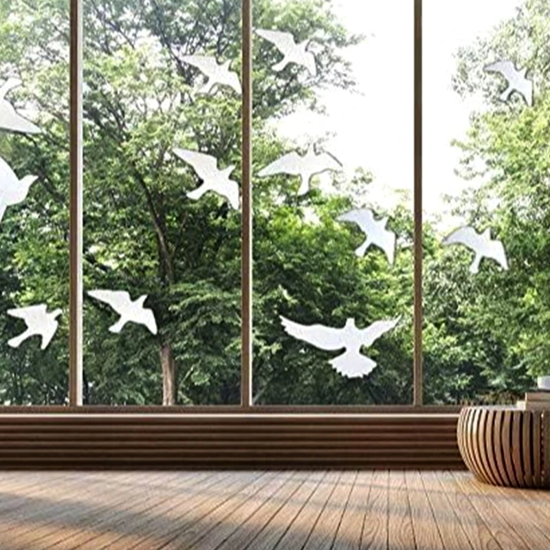 12PCS Bird Collision Prevention Sticker White PVC Window Decal Clings To Protect Wild Birds From Hitting Glass Door D2RD