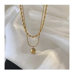 Gold Plated Lariat Necklace for Women Double Laryered Long Chain Drop Pendant Choker Necklaces Fashion Jewelry New Year Gifts