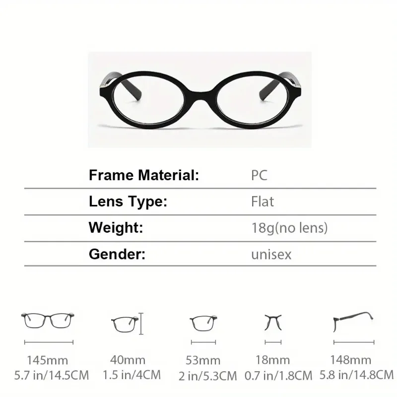 1 Stück Damen-Modebrille mit ovalen, klaren Gläsern, leicht und minimalistisch, perfekt für Partys und Freizeitkleidung – Detail 6
