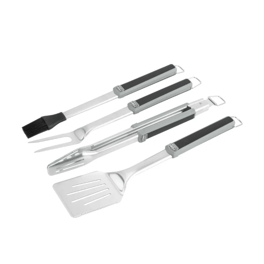 

Expert Grill Stainless Steel Grilling Tool Set Black Gray 4 Pieces