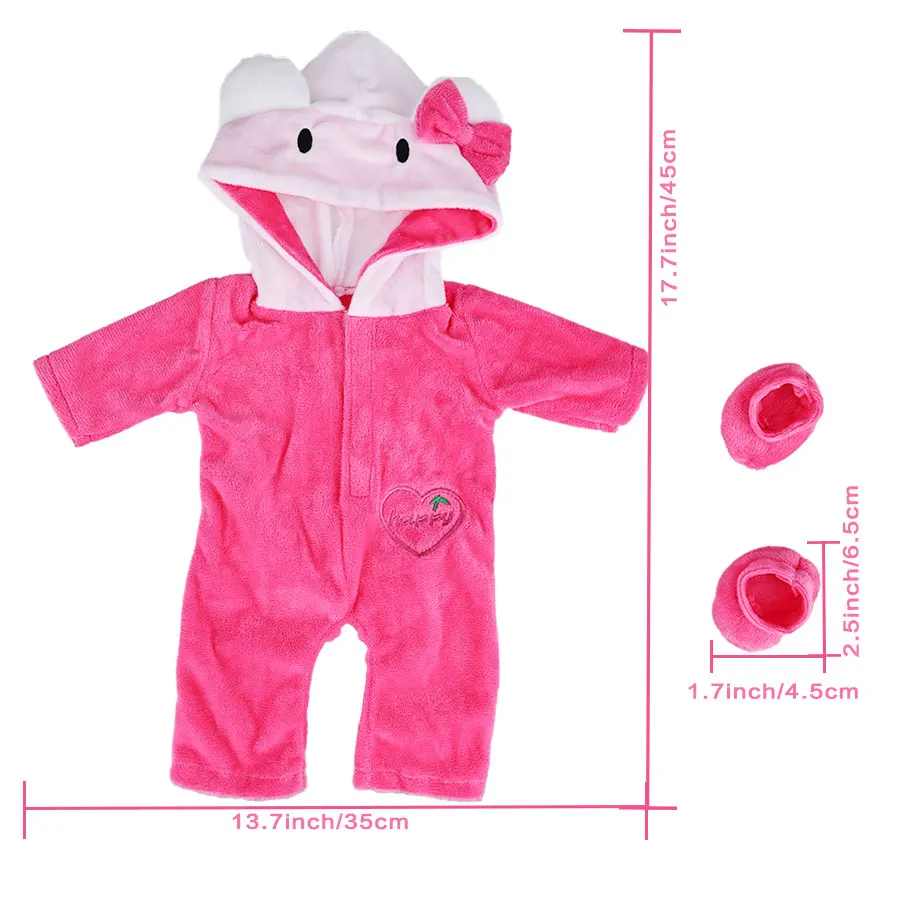 18 インチ/45 センチメートル人気のアメリカンドールの服セットフィットリボーンドールピンクブルーレッド猫服パジャマアクセサリー人形服ガールギフト