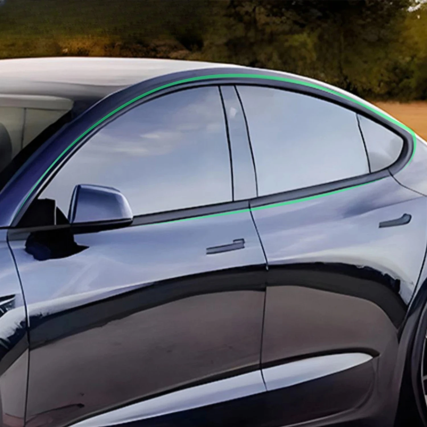 

For Tesla Model 3 2017-2023 Full Window Trim Matte Black Sticker Body Color Change Patch Model 3 Protective Film Anti-scratch X