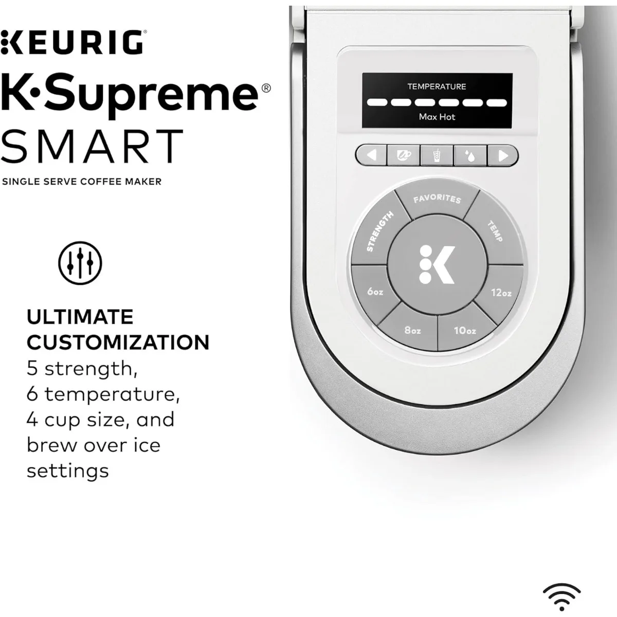 صانعة القهوة الذكية Keurig K-Supreme ، المشروبات البيضاء ، تكنولوجيا التدفق المتعدد ، أحجام أكواب 6-12 أونصة