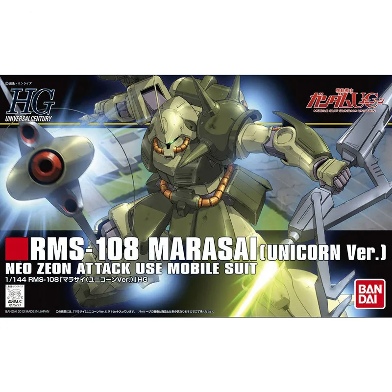 Bandai Genuine Gundam Model Kit Anime HGUC 1/144 RMS-108 Marasai UNICORN Ver.Action Figure Assemble Collection Toys for Children