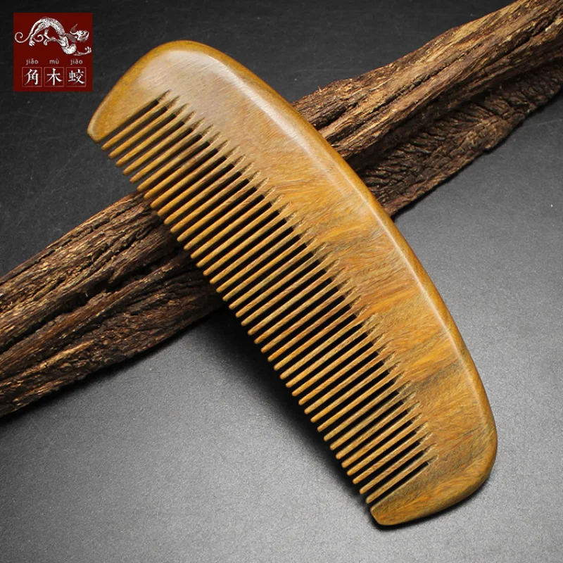 

Расческа из зеленого сандалового дерева с мелкими зубцами, из цельного дерева, для массажа и укладки волос