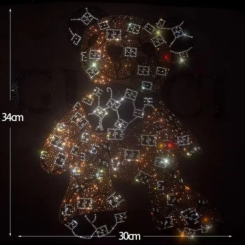 

Iron on Rhinestone Patches for Clothing Cool Little Bear DIY Exquisite Patch Clothing Decoration Accessories