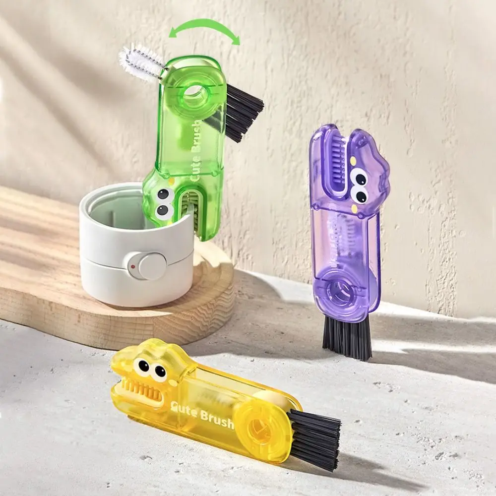 

Multifunctional Rotatable 3 in 1 Cleaner Brush Dinosaur Shape U-shaped Cup Mouth Brush Cartoon Bottle Cap Brush Kitchen