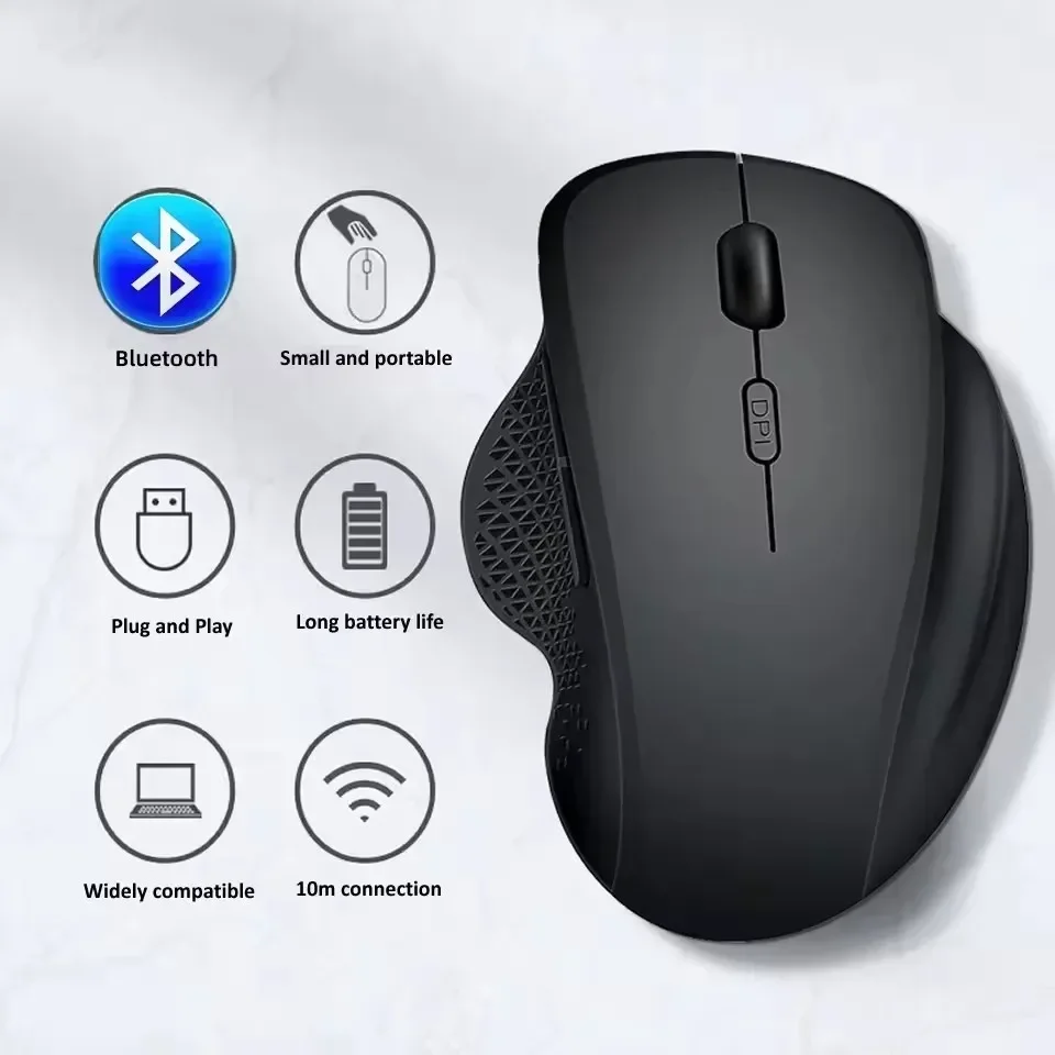 

6 Buttons Mice 1600DPI Rechargeable Ergonomic Mouse Wireless Bluetooth 5.2 2.4G Mouse For MacBook Tablet Laptops Computer