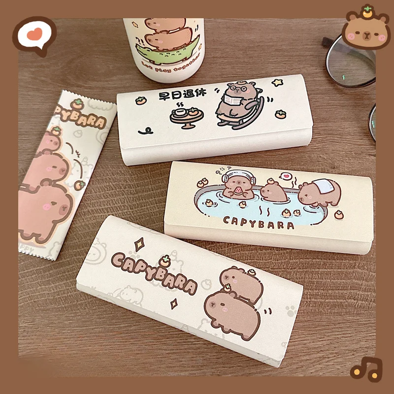 

Sanrio Cute Cinnamon Dog Glasses Case Capybara Capibala Student Storage Box Anti-Fall, Anti-Stress High-Level Sense