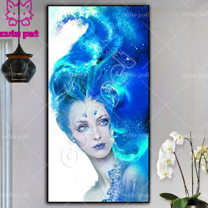 

DIY diamond painting Beautiful woman in sea waves rhinestone embroidery full drills square round Drill cross stitch Decor large