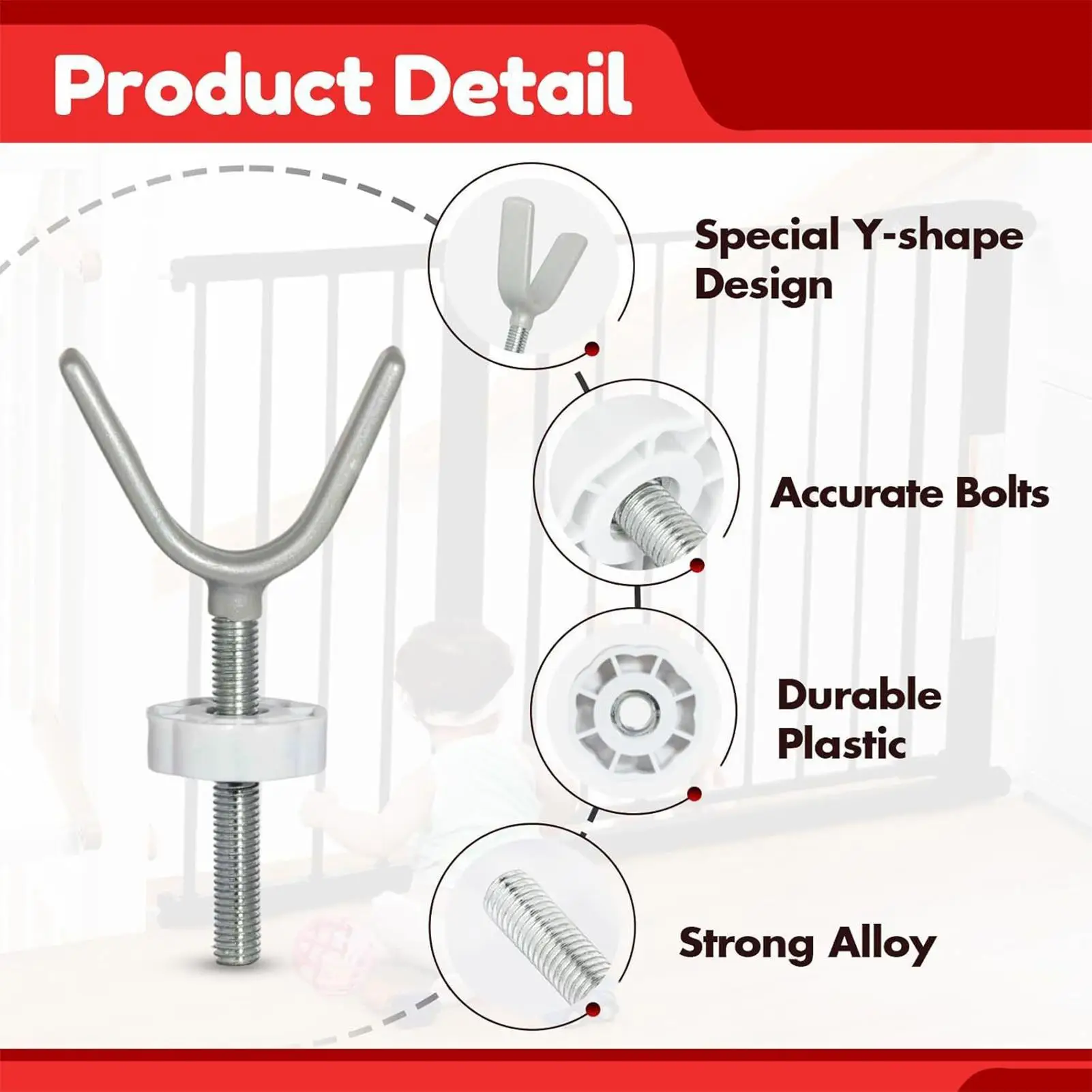 

Адаптер для детских ворот Banister, 4 шт., застежка для лестничного барьера, безопасный адаптер для ворот для малышей, для дверного проема, лестницы, балконной террасы
